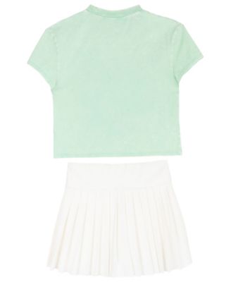 Girls' 7-16 Graphic T-Shirt and Pleated Active Skort, 2-Piece Set