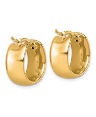 Solid 18k Gold Italian 19x9mm Wide Round Hoop Earrings