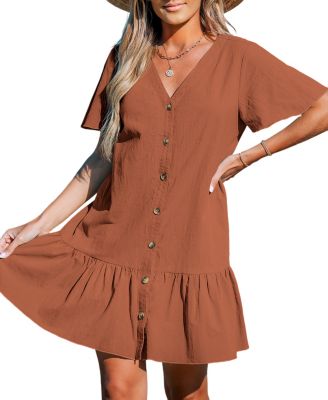Women's V-Neck Pull-On Dress