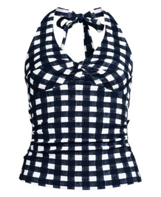 Women's Pique Knot Twist Halter Tankini Top