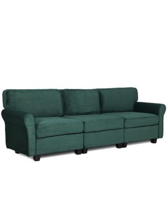 94" 3-Seater Corduroy Sofa Couch with Deep Seats & Removable Cushions