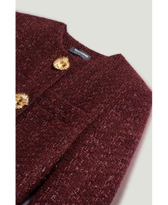 Women's Gold-Button Boucle Mini Dress