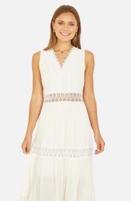 Women's Lace Trim Cotton Maxi Sun Dress