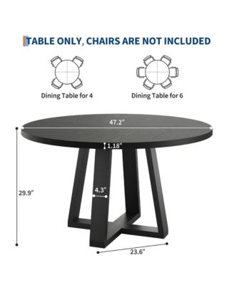 Round Dining Table for 4-6 People, 47 Inches Dining Room Table with Pedestal Base (Table Only)
