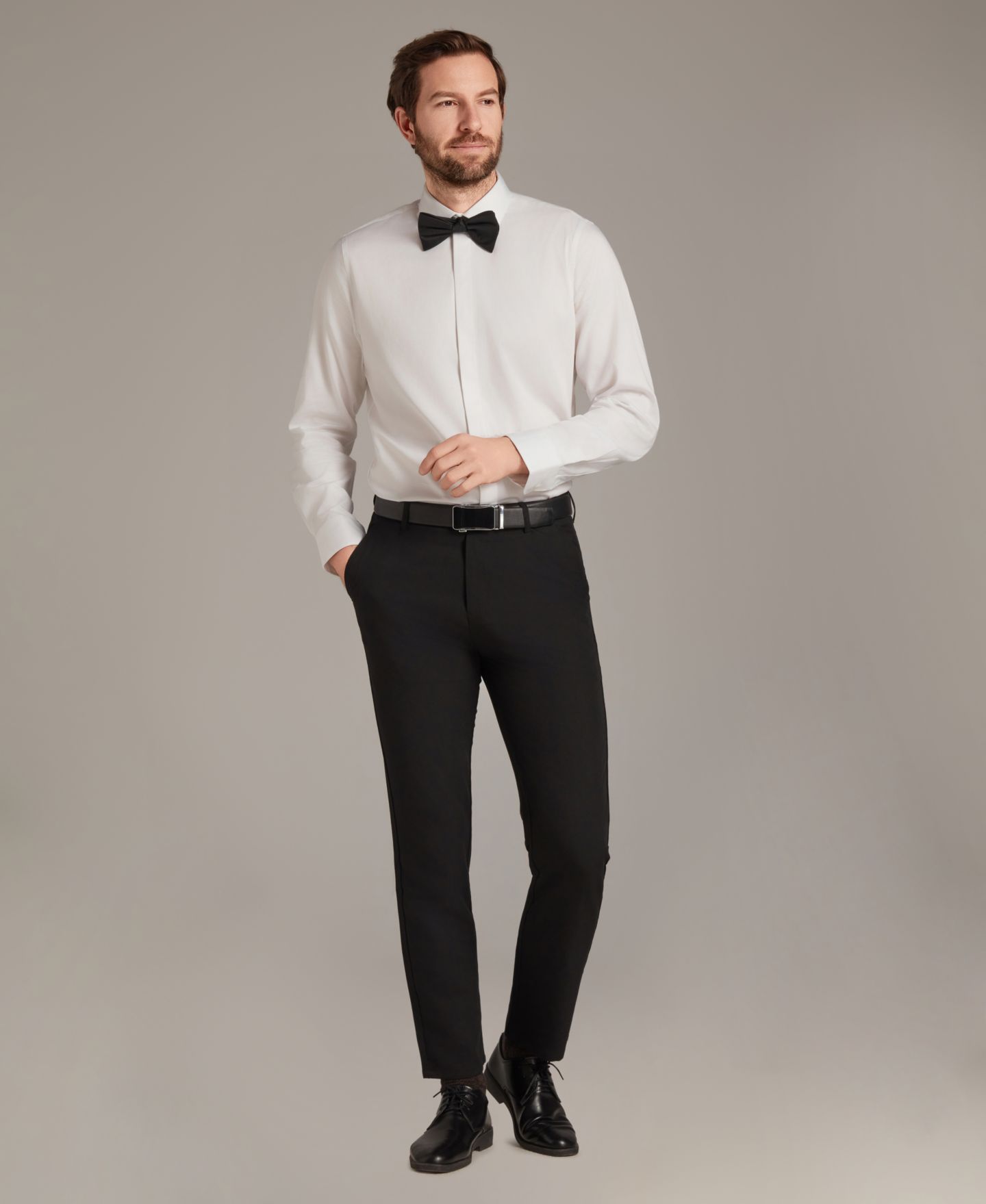 Мужская рубашка Bar III Tuxedo Dress Shirt, цвет: Белый комбинированный — фото 4