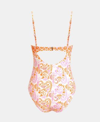 Women's Tropical Ruching Underwire One-Piece Swimsuit