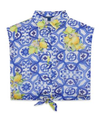 Girls' 7-16 Chiffon Short-Sleeve Top