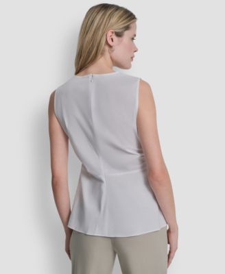 Women's Sleeveless Cotton Polin Ruched Front Top