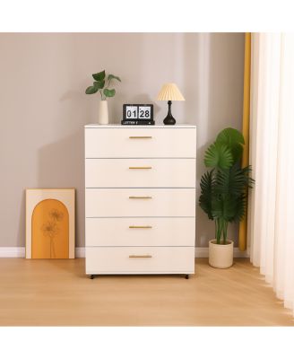 5 Drawer Dresser with Handles Modern Storage Cabinet