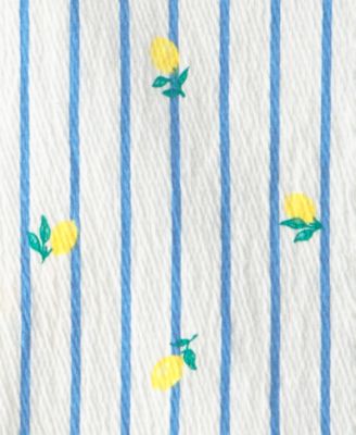 Baby Girls' Lemon Striped Top & Shorts, 2-Piece Set