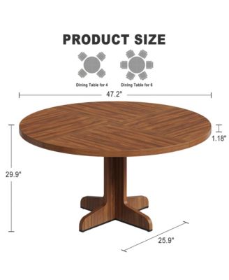 47 Inch Round Dining Table for 4-6 People,with Wooden Tabletop and Legs