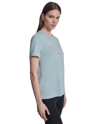 Women's Rhinestone Varsity Logo Relaxed Fit Pull-On T-Shirt