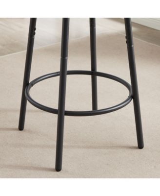 Rustic Brown Upholstered Barstools with Backrest - Set of 2