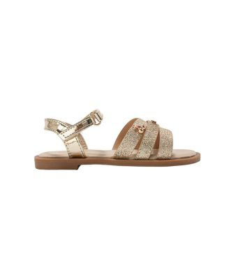 Girls Fashion Sandals – Stylish Dressy Shoes with Cherry Charm and Signature Logo Hardware