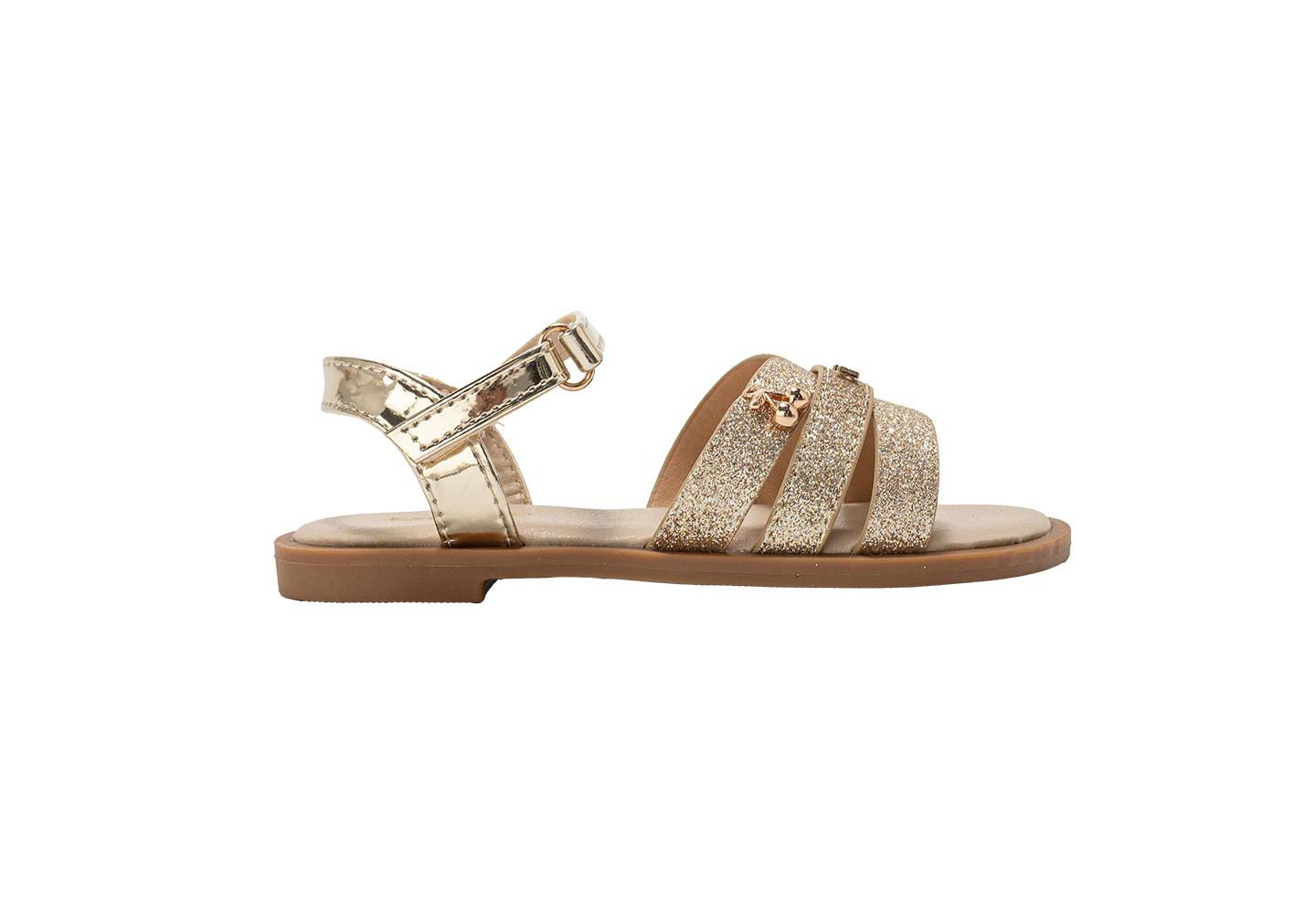 Сандалии Bebe Fashion Sandals - Stylish Dressy Shoes with Cherry Charm and Signature Logo Hardware для девочек, цвет: Светлый золотой — фото 2