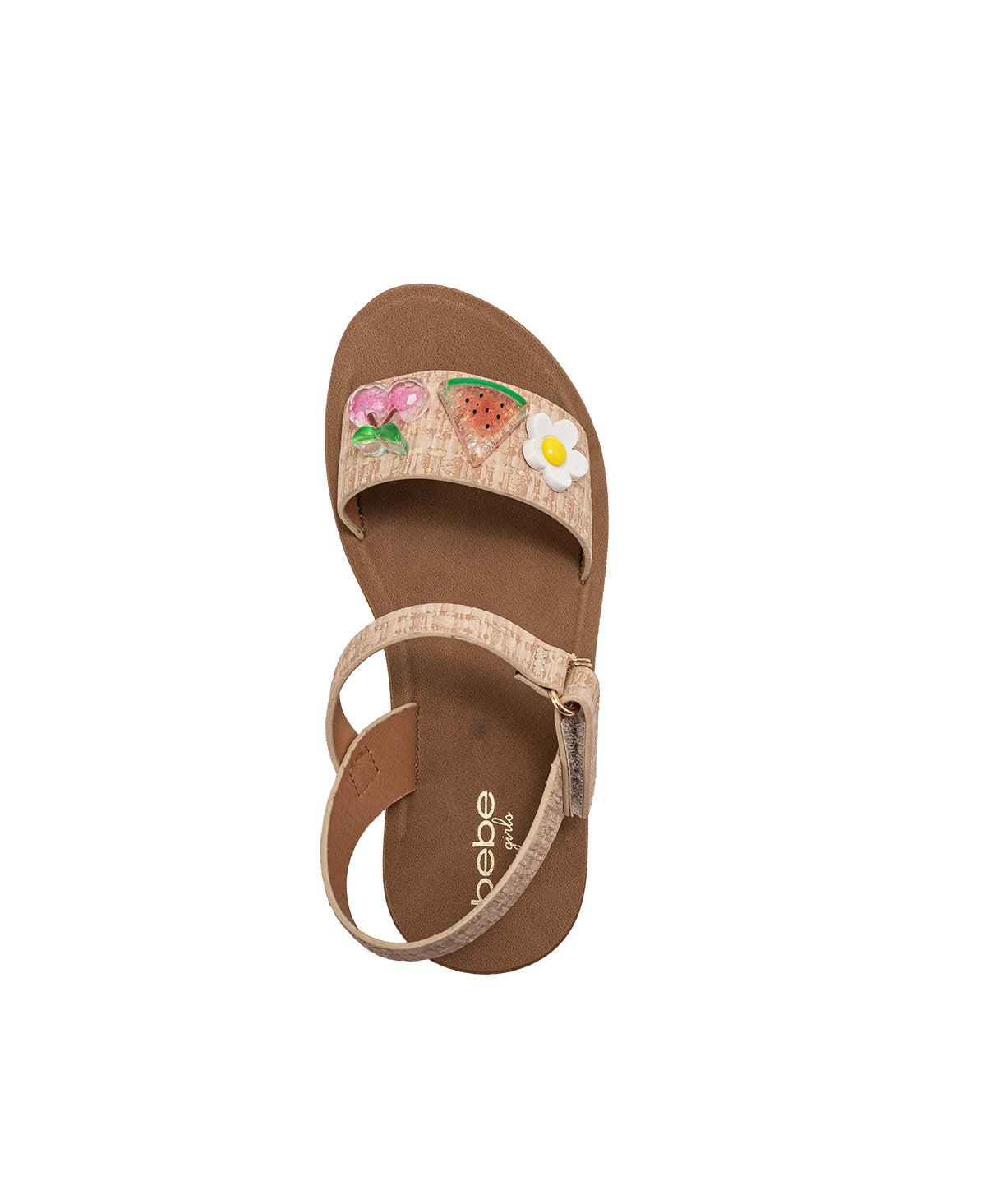 Bebe Little Girls Fashion Sandals – Comfy Dressy Shoes with Fruit and Flower Charms