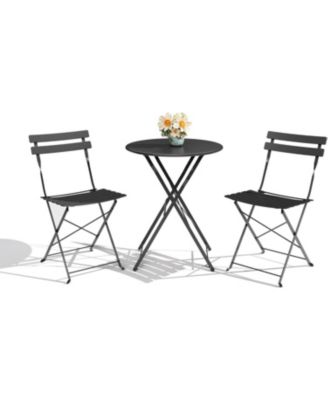 3-Piece Patio Bistro Set, Foldable Table & 2 Chairs, Outdoor/Indoor Furniture for Patio, Balcony, Porch & Poolside.