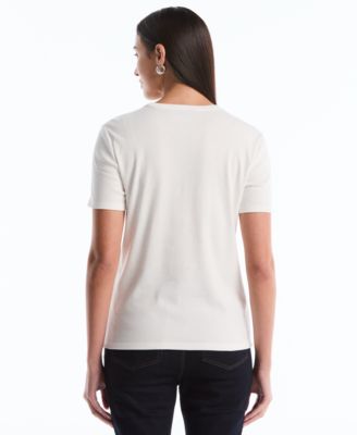 Petite Button Detail Short-Sleeve Top