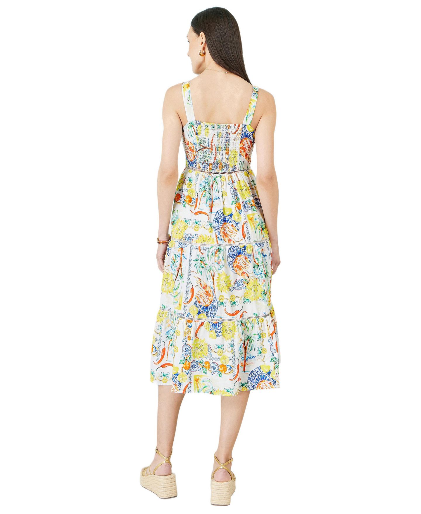 Женское платье Yumi Print Cotton Midi Sun, цвет: Белый — фото 3