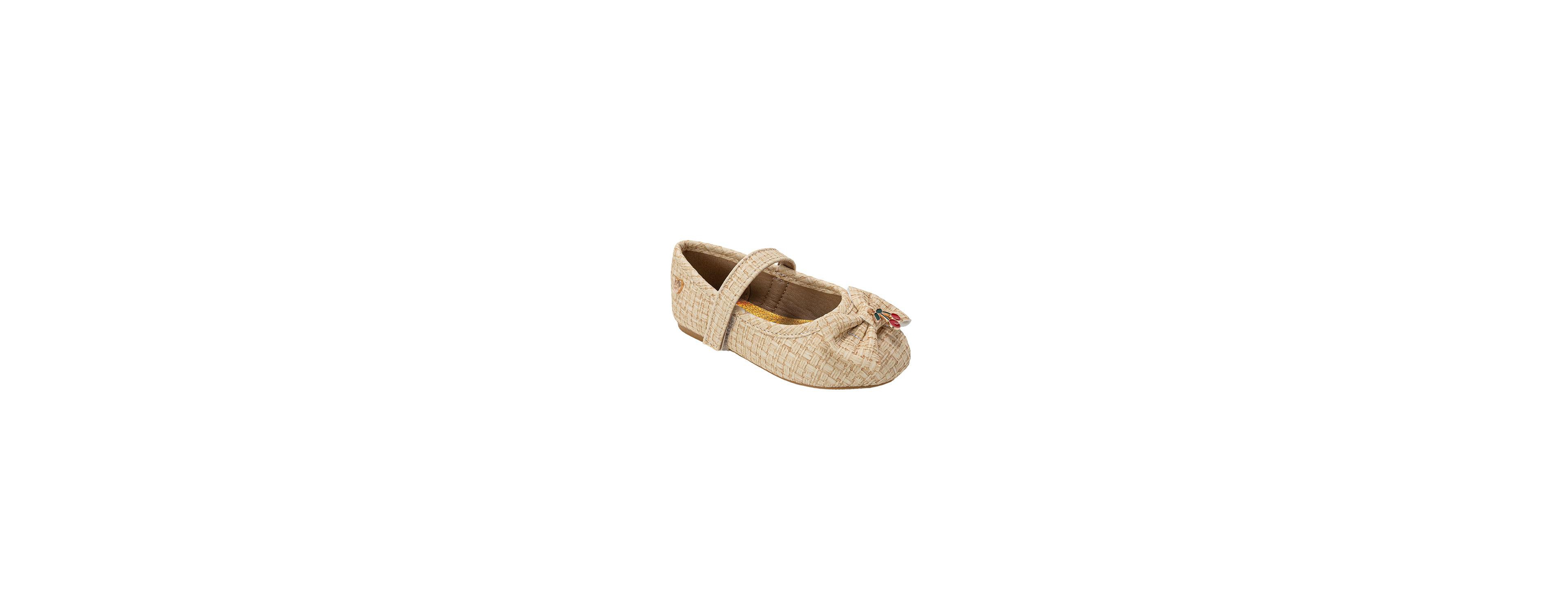 Bebe Big Girls Ballet Flat with Cherry Charm, Bow, and Heart Rivet