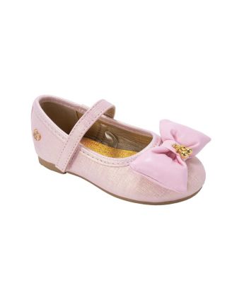Toddler Ballet Flat with Puffy Bow and Cherry Charm