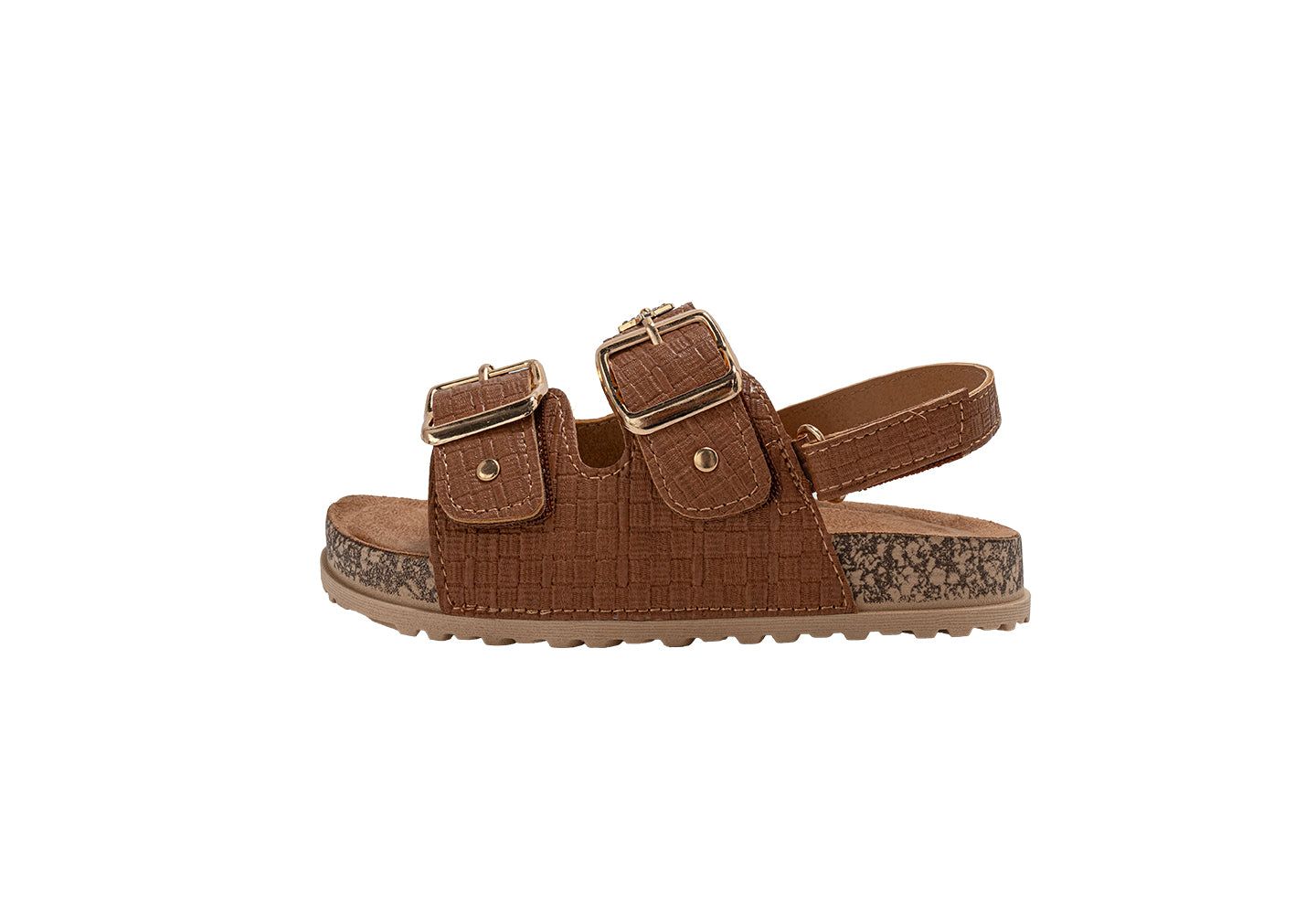 Сандалии Bebe Footbed Sandals - Comfortable Design with Double Buckle and Charms для девочек, цвет: Коньячный — фото 4