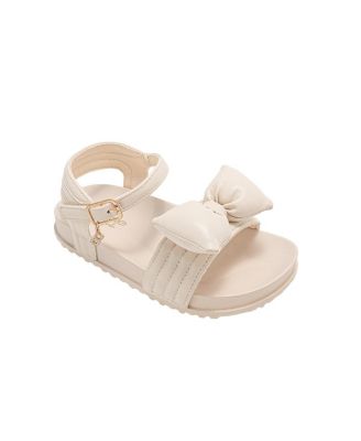 Girls Footbed Sandals - Lightweight Comfort & Adjustable Strap with Puffy Bow Detail