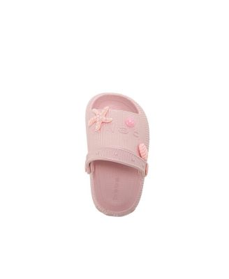 Little Girls Platform EVA Slide with Iridescent Finish and Sea Life Charms