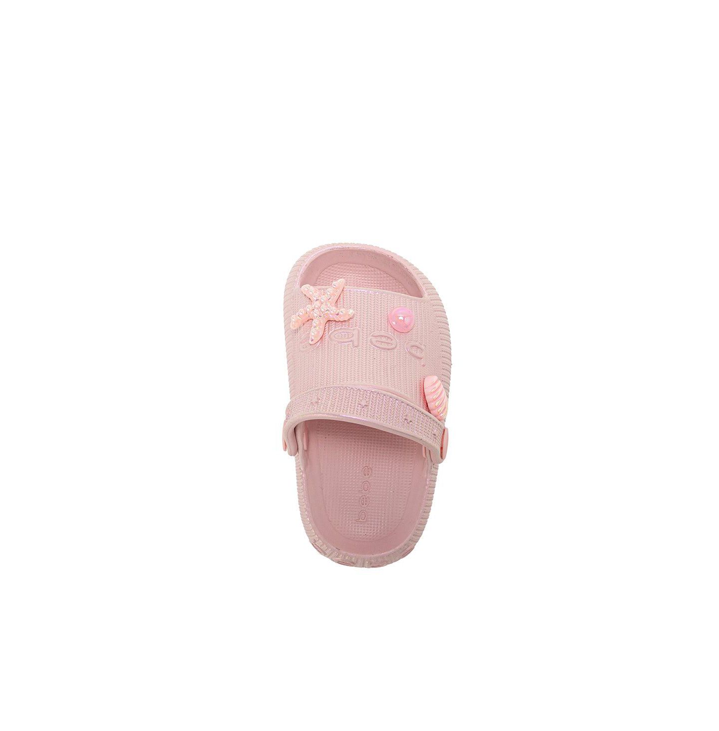 Детские шлёпанцы Bebe из EVA на платформе с радужным покрытием и морскими подвесками, цвет: Светлый розовый — фото 6