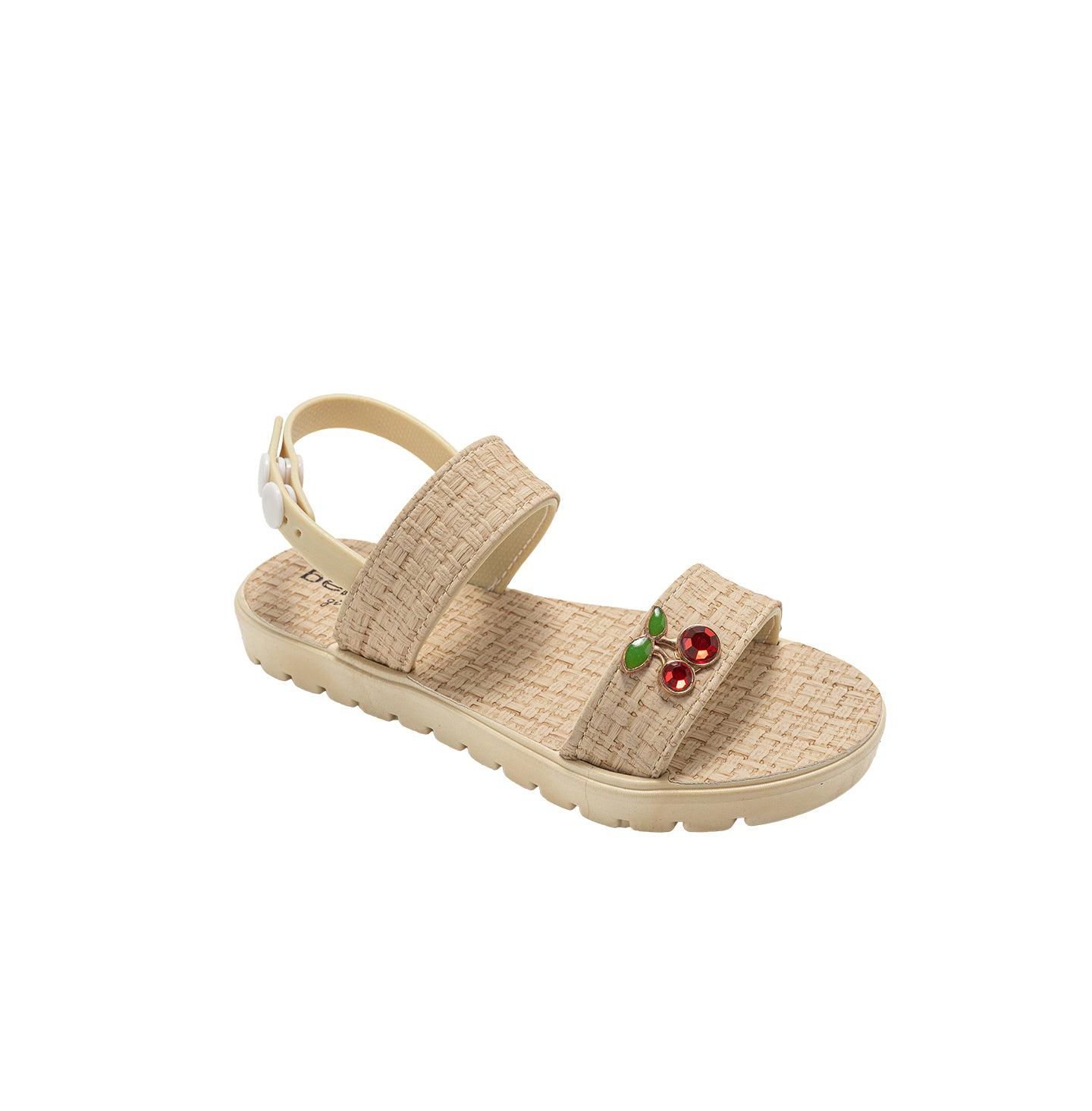 Сандалии Bebe PCU Sandal with Embossed Woven and Fruit Charm для девочек, цвет: Рыжевато-коричневый — фото 1