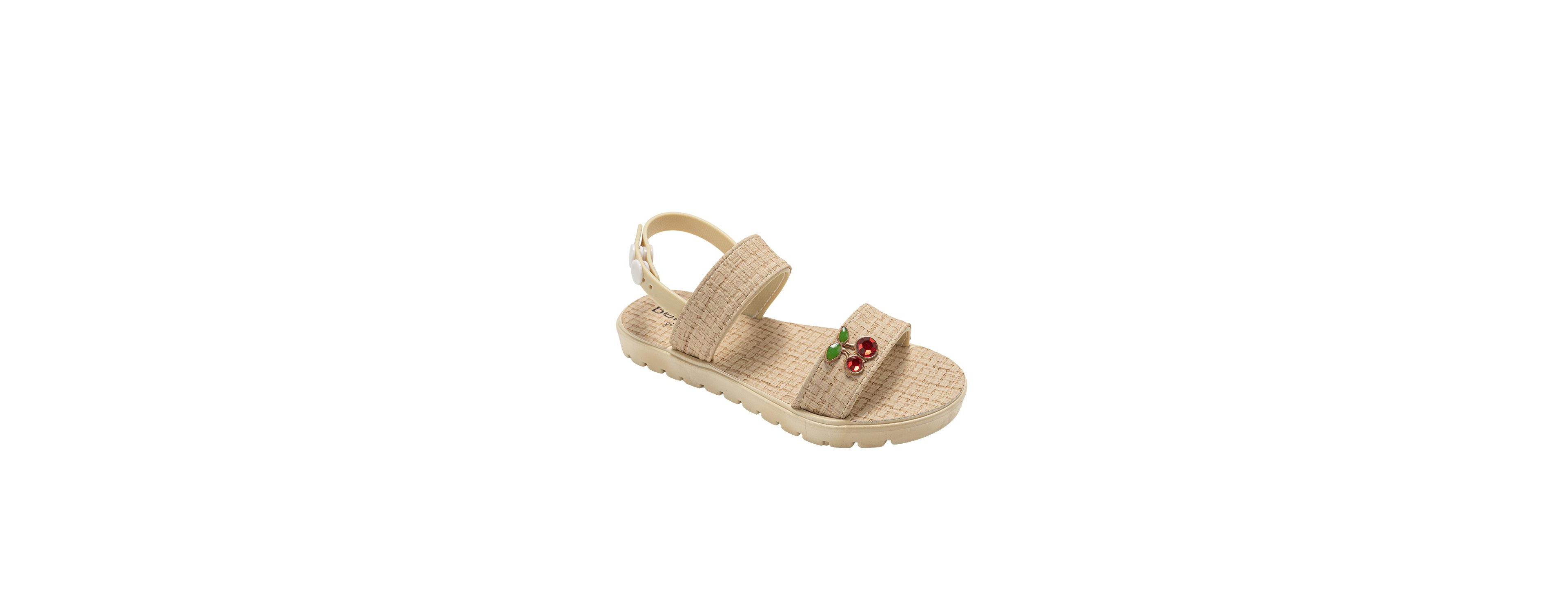Bebe Girls Pcu Sandal with Embossed Woven and Fruit Charm