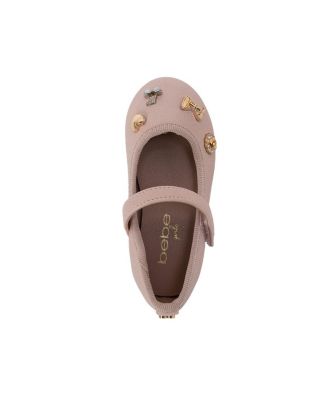 Toddler Shimmer PU Flats - Dressy and Comfortable Shoes with Charm Accents