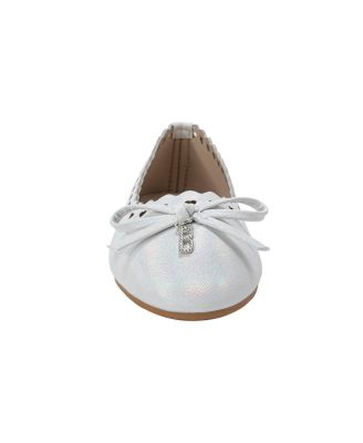 Girls Girl's  Ballet Flats – Comfy Easy Slip-On Shoes with Cut-Out Detail, Bow & Hanging Charm