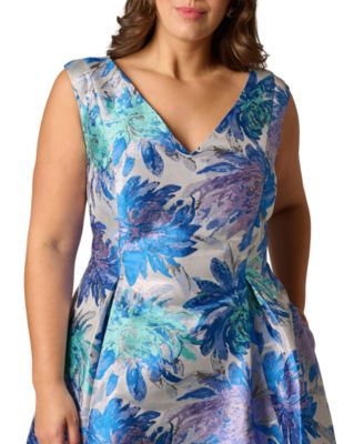 Plus Size Metallic Jacquard Midi Dress