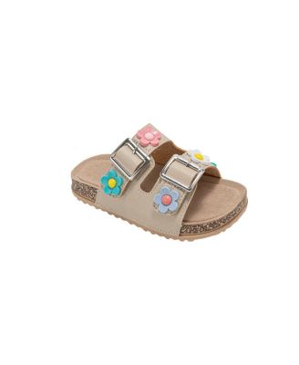 Big Girls Footbed Sandals - Lightweight and comfy, with Adjustable Buckles and Colorful Floral Charm Accents