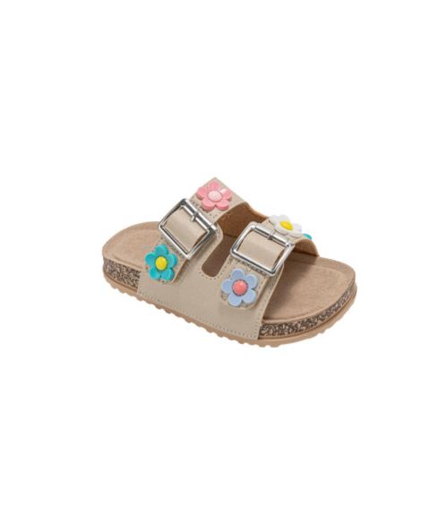 Сандалии Bebe Footbed Sandals - Lightweight and comfy, with Adjustable Buckles and Colorful Floral Charm Accents для девочек, цвет: Рыжевато-коричневый