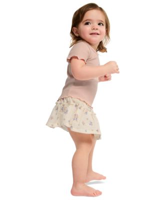 Baby Girls' Chunky Rib T-Shirt and Printed Skort, 2-Piece Set