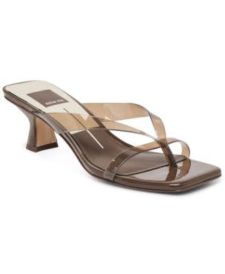 Women's Brevel Vinyl Jelly Thong Low Block Heel Dress Sandals