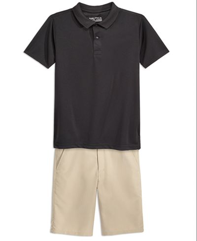 Nautica Boys' Uniform Performance Shorts and Performance Polo Separates