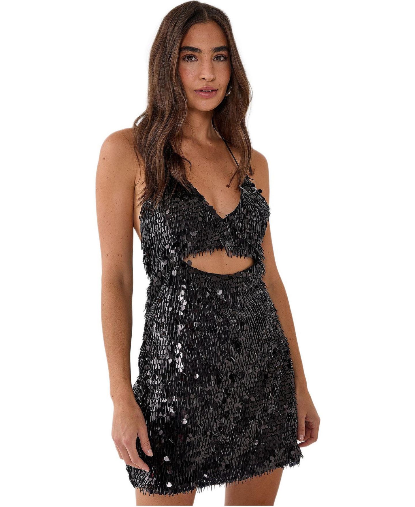 Женское платье Nasty Gal Disc Tassel Halter Mini, цвет: Чёрный — фото 1