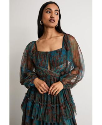 Women's Abstract Print Cut Out Maxi Dress