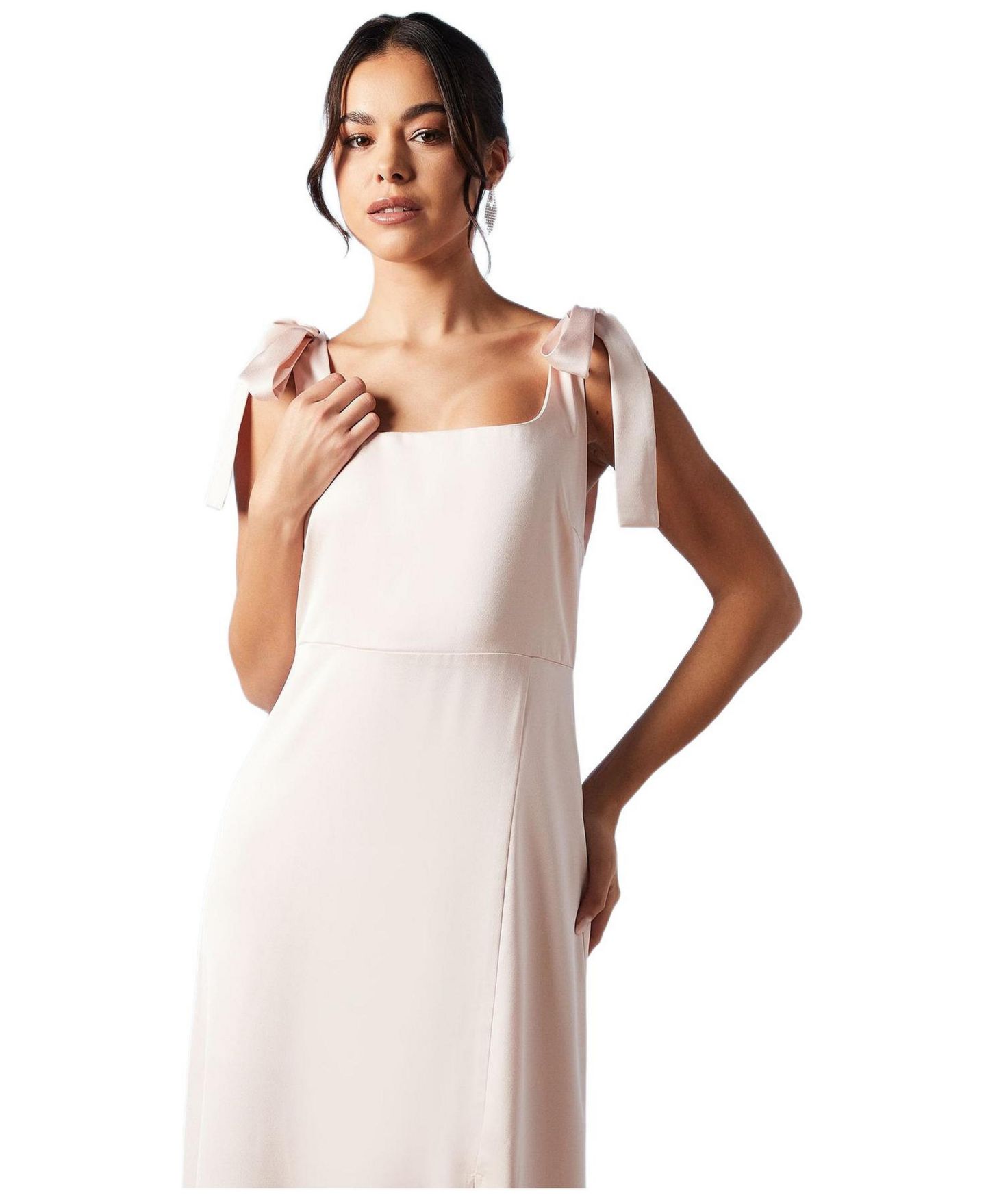 Женское платье Oasis Satin Midi Tie Shoulder Bridesmaid, цвет: Пудровый — фото 2