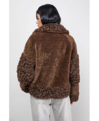 Women's Faux Fur Mix Zip Through Jacket