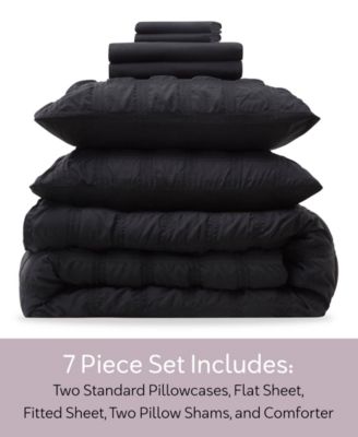 Luxury Soft Seersucker Design 7-Pc. Comforter Set, Queen