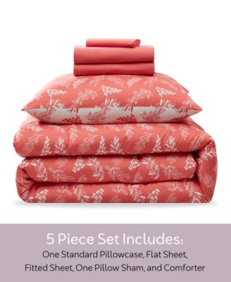 Luxury Soft Botanical Design 5-Pc. Comforter Set, Twin XL