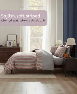 Luxury Soft Modern Striped Design 7-Pc. Comforter Set, Queen