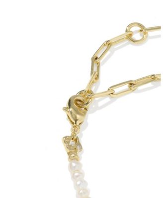 Freshwater Cultured Pearl in 14k Gold Over Brass Markie Half Chain Necklace