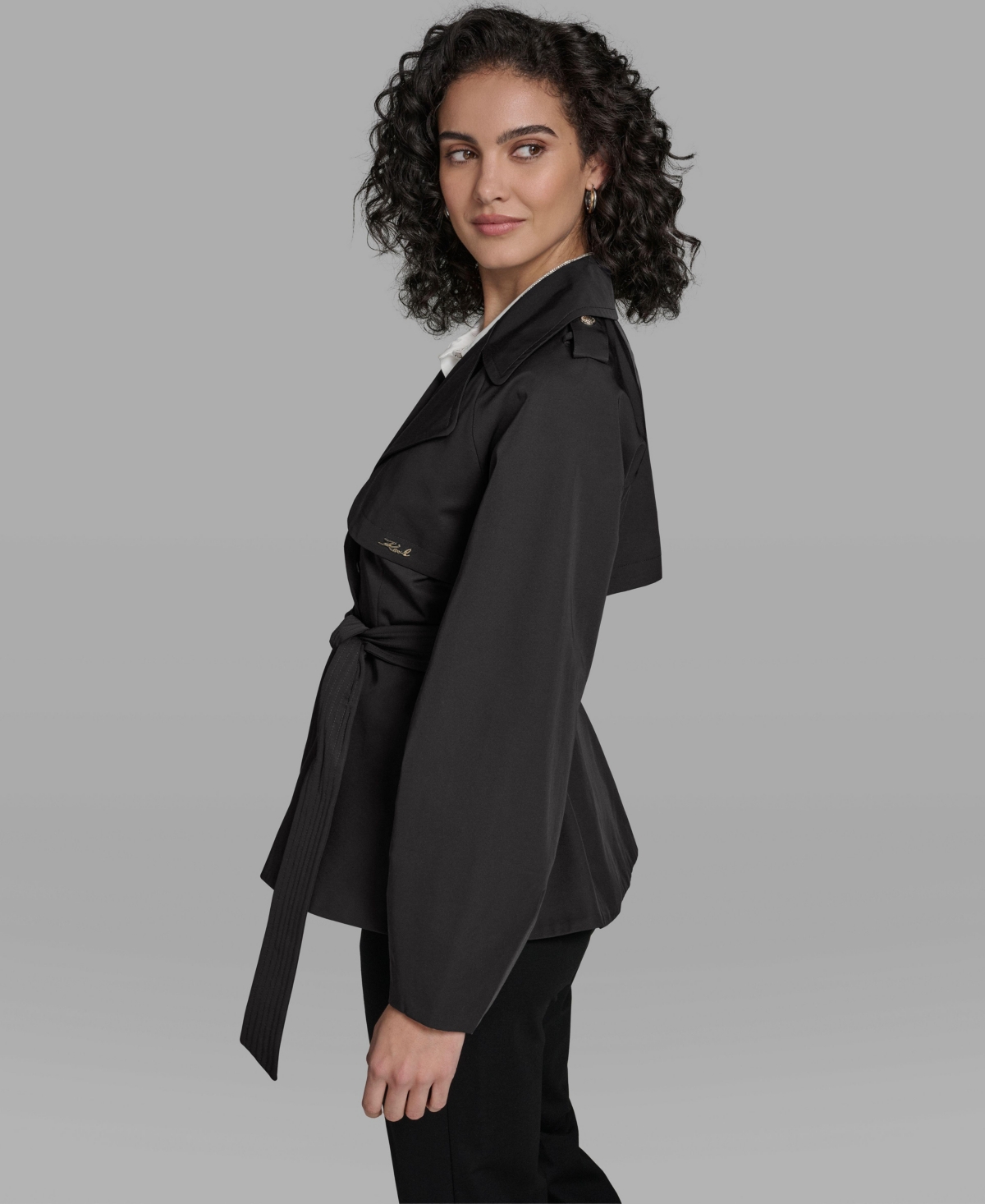 Karl Lagerfeld Paris Women's Short Flared Trench Coat