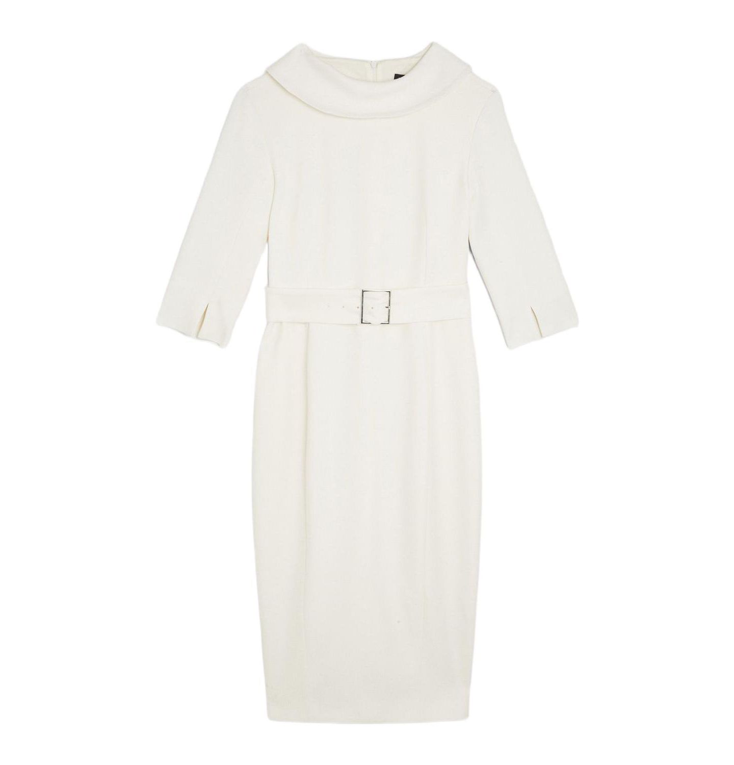 Женское платье Karen Millen Crepe Roll Neck Pencil Midi, цвет: Слоновая кость — фото 2