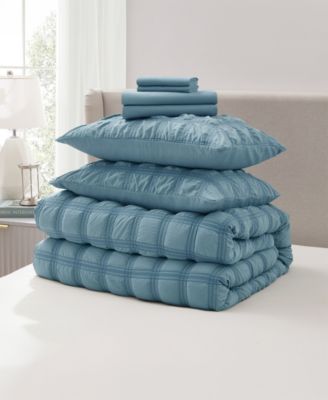 Luxury Soft Seersucker Design 7-Pc. Comforter Set, Queen